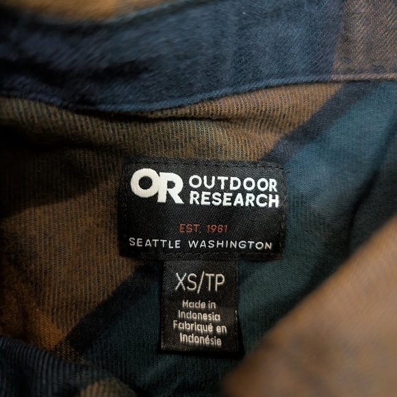 Outdoor Research Women's XL Sandpoint Flannel Plaid Blue Orange - Picture 2 of 7